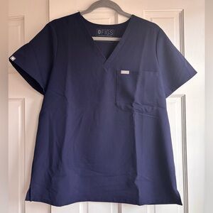 Figs Deep Blue V-Neck Scrub Top